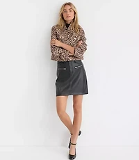 Petite Leopard Print Denim Jacket