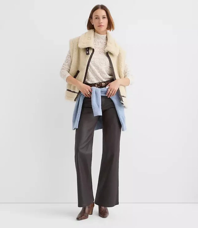 Crackle Faux Suede & Shearling Pocket Vest