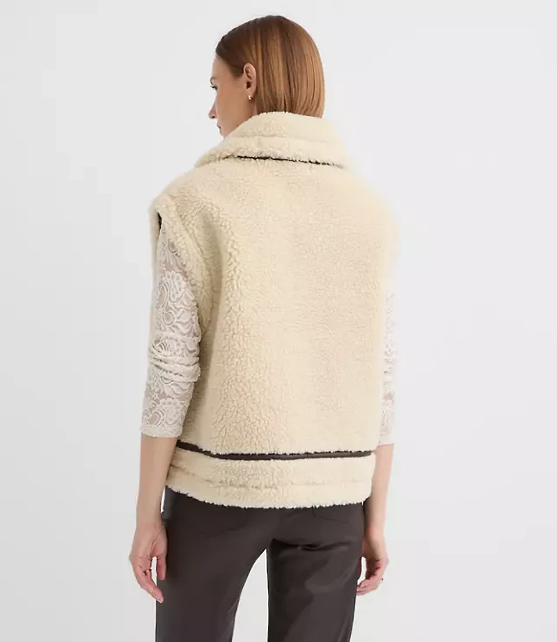 Crackle Faux Suede & Shearling Pocket Vest