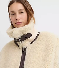 Crackle Faux Suede & Shearling Pocket Vest