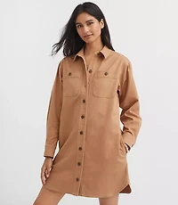 Petite Shirttail Hem Mini Pocket Shirtdress