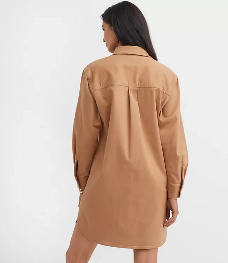 Petite Shirttail Hem Mini Pocket Shirtdress