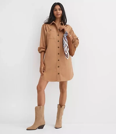 Petite Shirttail Hem Mini Pocket Shirtdress