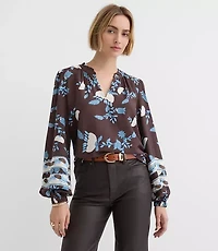 Garden Ruffle Split Neck Blouse