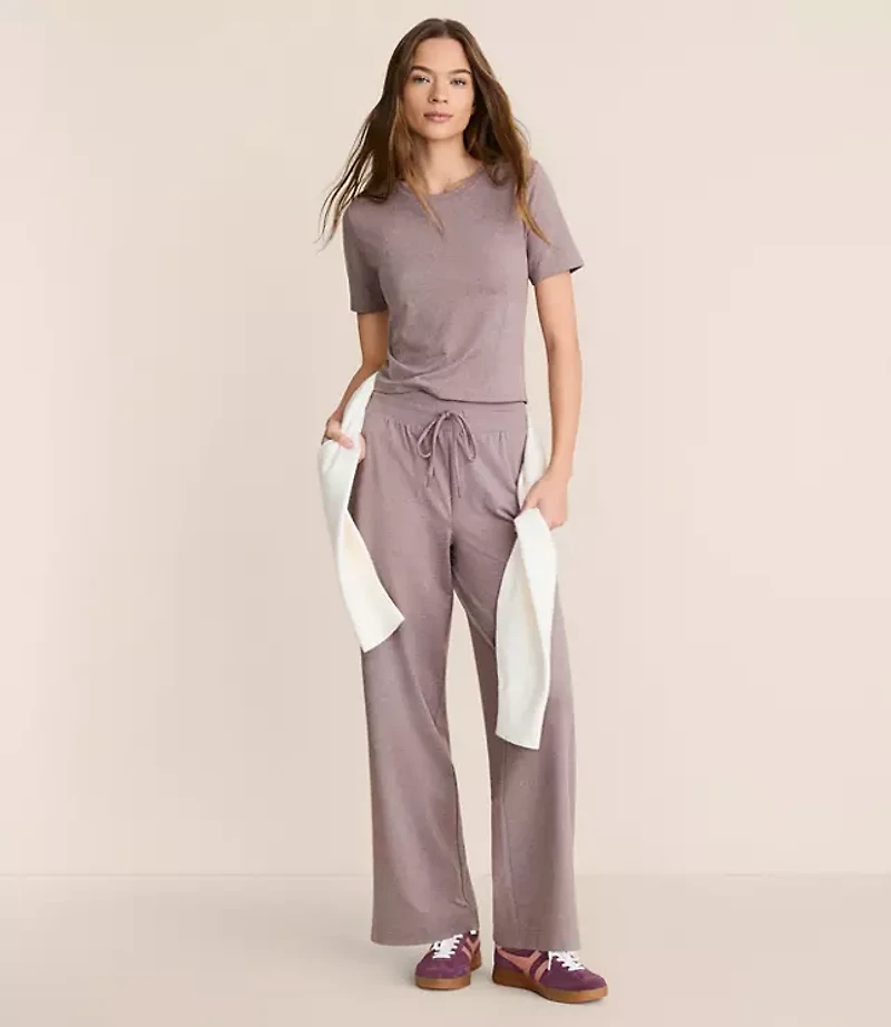 Petite Lou & Grey Heathered Brushedsoft Slim Wide Leg Pants
