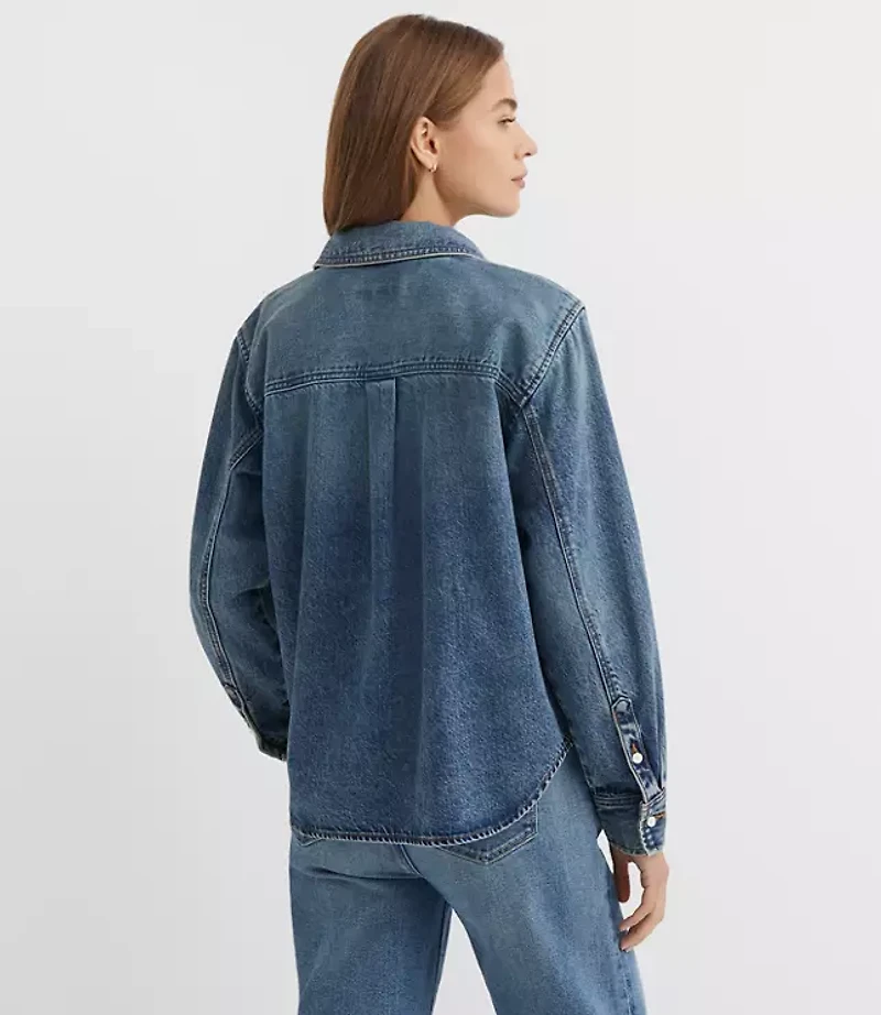 Denim Bow Blouse Authentic Vintage Mid Wash