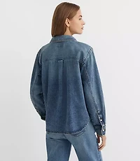 Denim Bow Blouse Authentic Vintage Mid Wash