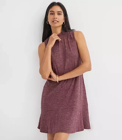 Mock Neck Flounce Mini Dress