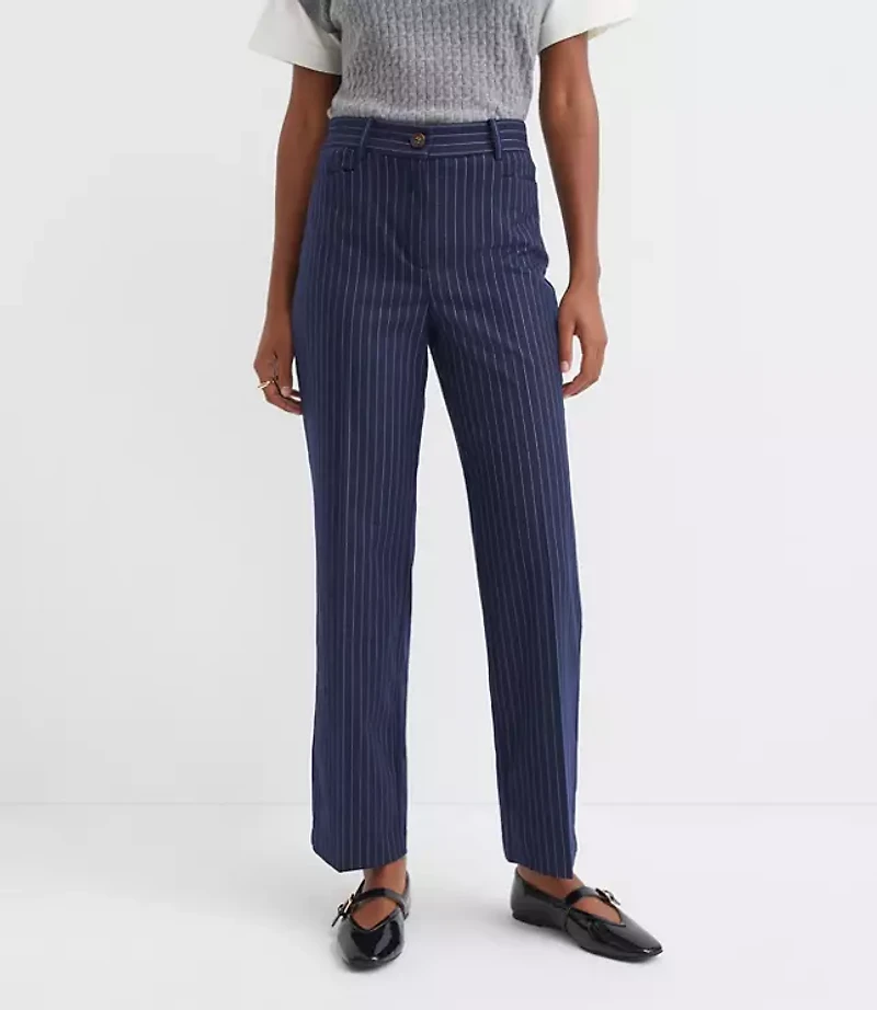 Petite Parker Straight Pants Pinstripe