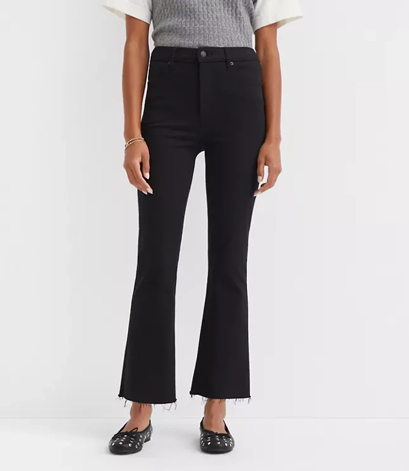 Petite Curvy Fresh Cut High Rise Kick Crop Jeans Jet Black Wash