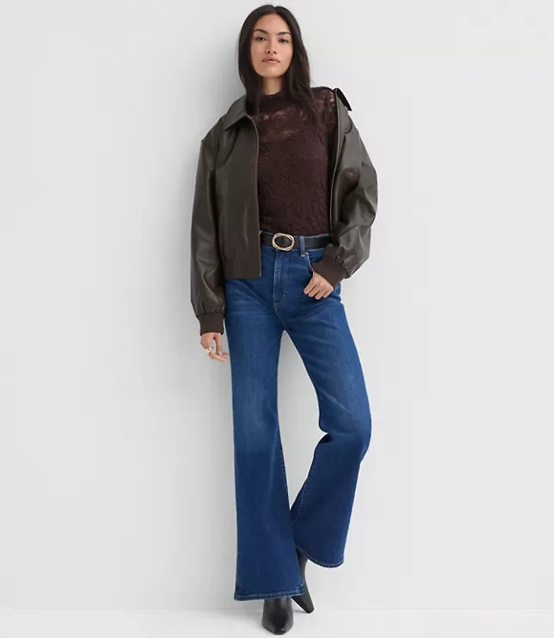 Petite Lace Long Sleeve Turtleneck Top