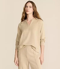 Lou & Grey Heathered Scubasoft Split Neck Top