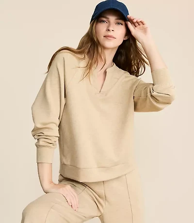 Lou & Grey Heathered Scubasoft Split Neck Top