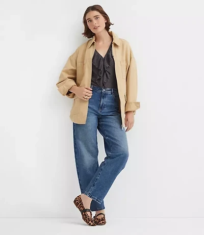 Petite High Rise Barrel Jeans Authentic Vintage Mid Wash