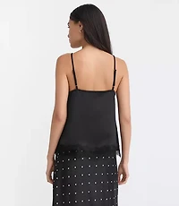 Petite Lace Trim Satin Cami