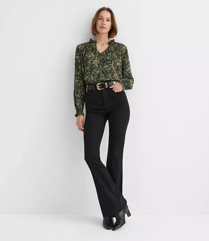 Petite High Rise Slim Flare Jeans Jet Black Wash
