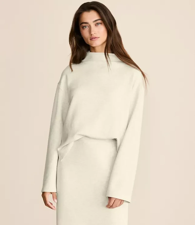 Lou & Grey Heathered Scubasoft Mock Neck Top