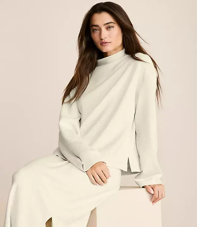 Lou & Grey Heathered Scubasoft Mock Neck Top