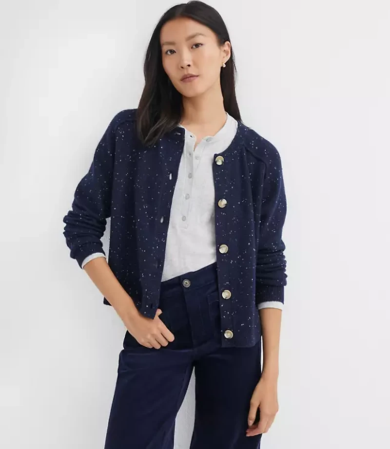 Petite Flecked Saddle Sleeve Cardigan