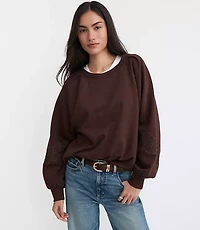 Lace Trim Sleeve Sweatshirt