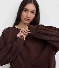 Lace Trim Sleeve Sweatshirt