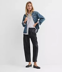 Tall Pull On Barrel Pants Faux Leather