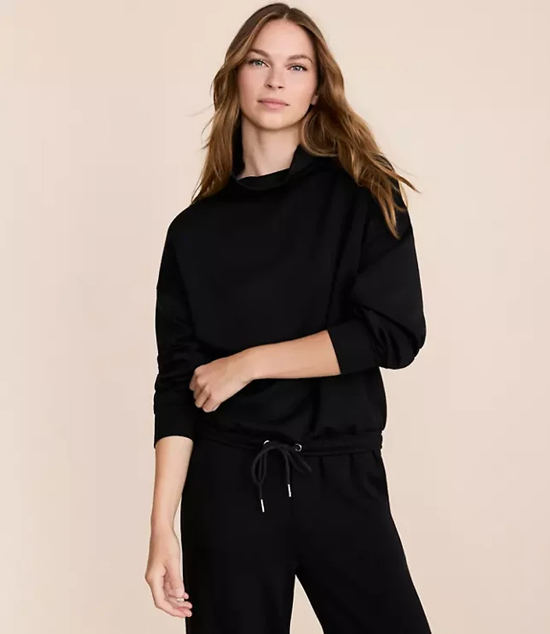 Lou & Grey Scubasoft Mock Neck Drawstring Hem Top