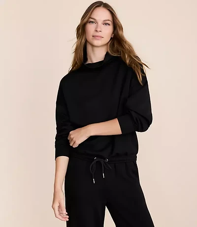 Lou & Grey Scubasoft Mock Neck Drawstring Hem Top