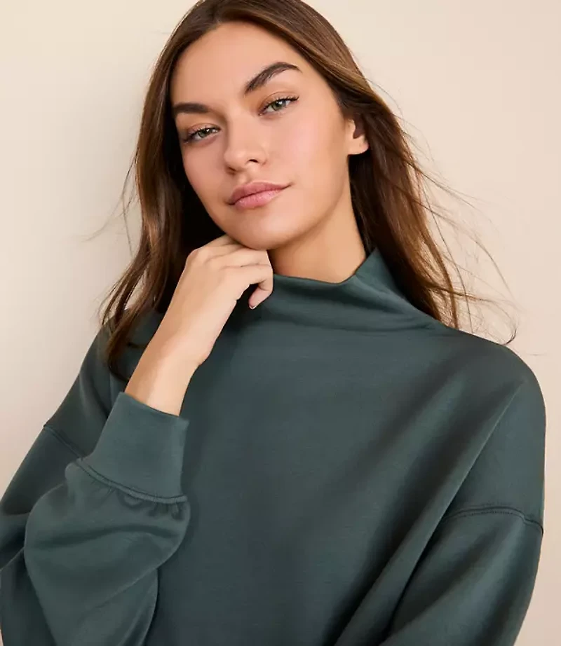 Lou & Grey Scubasoft Mock Neck Drawstring Hem Top