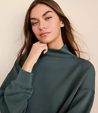 Lou & Grey Scubasoft Mock Neck Drawstring Hem Top