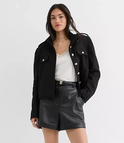 Petite Cuffed Shorts Faux Leather