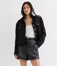 Petite Cuffed Shorts Faux Leather