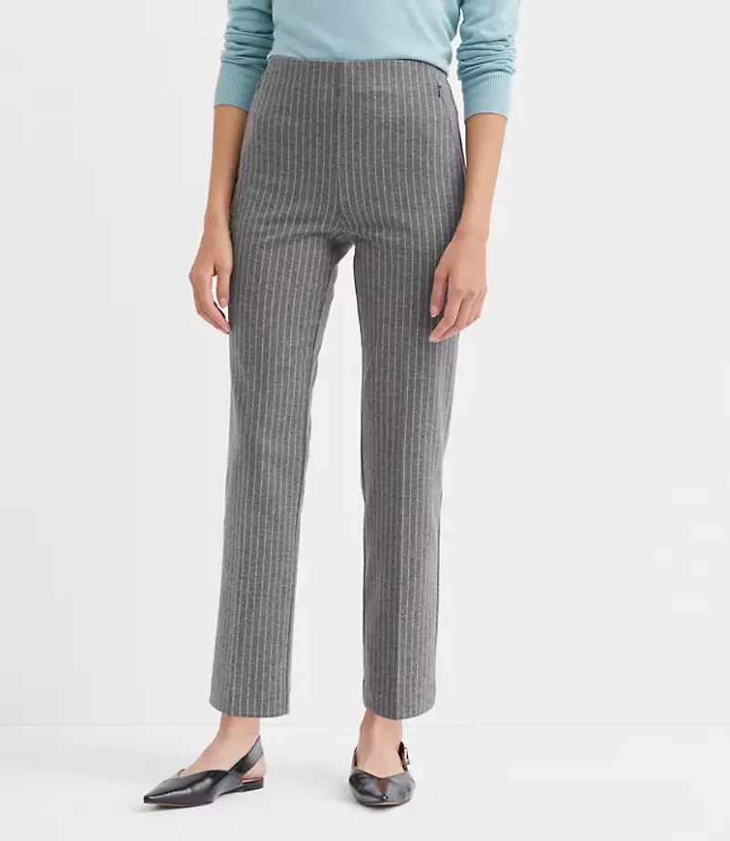 Petite Zip Pocket Straight Pants Stripe