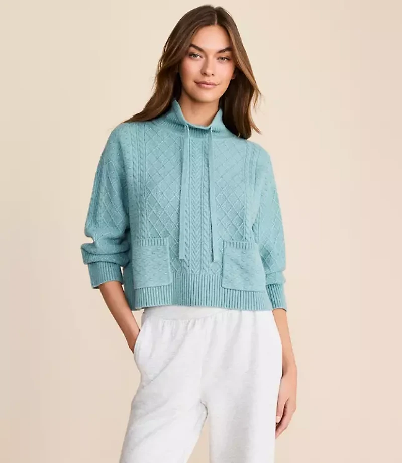 Lou & Grey Bobble Drawstring Neck Sweater