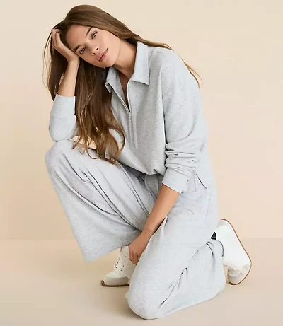 Lou & Grey Heathered Upstate Waffle Half Zip Top
