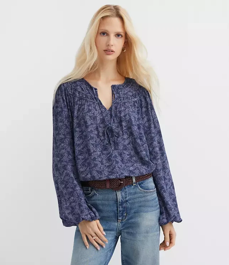 Petite Swirl Stitched Yoke Blouse