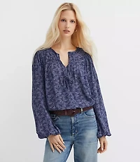 Petite Swirl Stitched Yoke Blouse