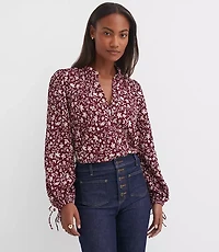 Floral Ruffle Tie Cuff Top