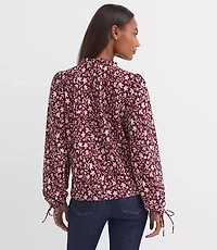 Floral Ruffle Tie Cuff Top
