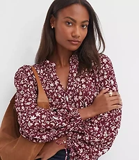Floral Ruffle Tie Cuff Top