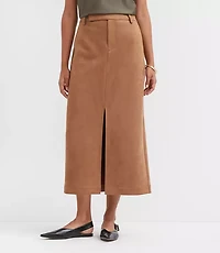 Petite Faux Suede Midi Pocket Skirt