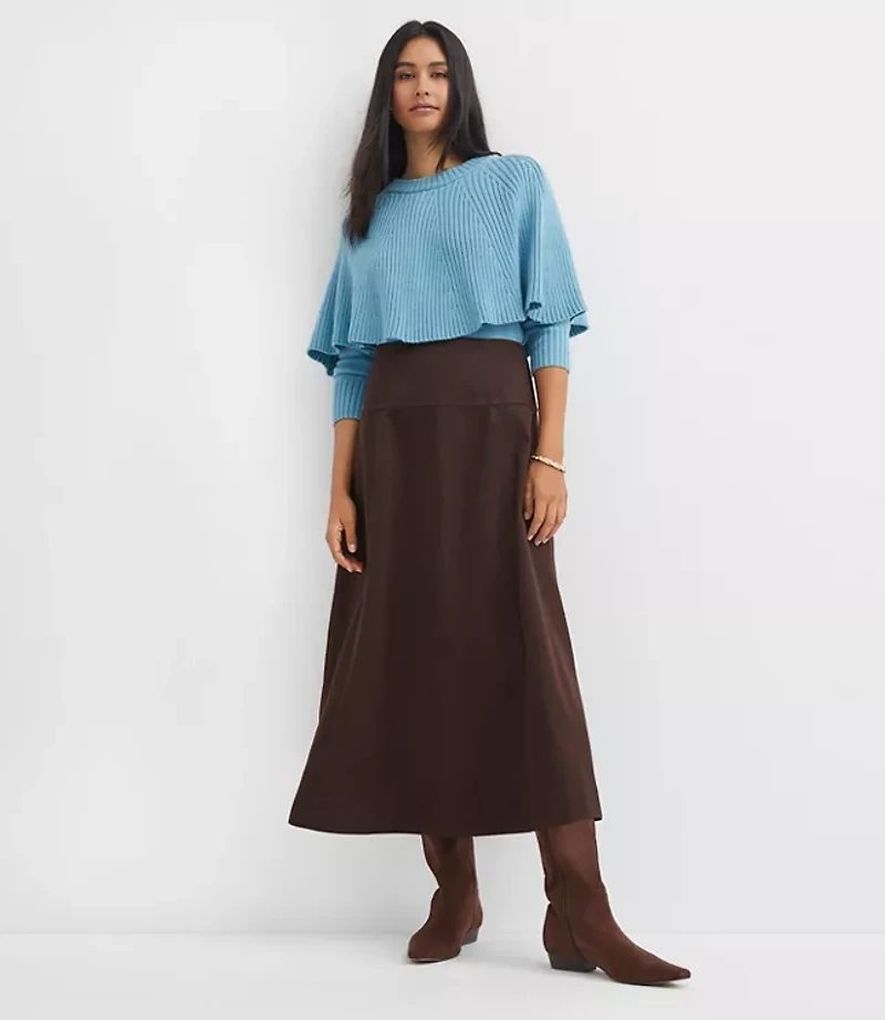 Petite Seamed Midi Skirt
