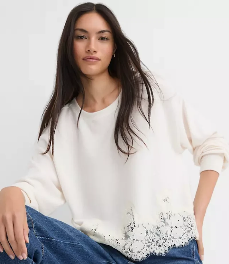 Floral Lace Hem Top