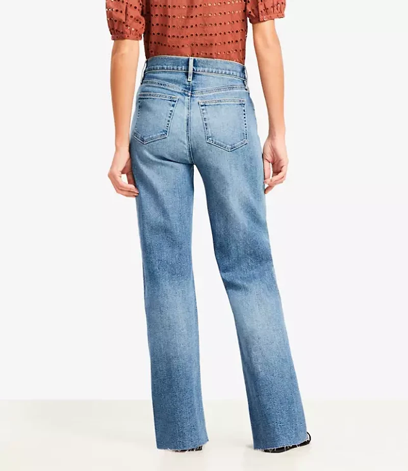 Frayed High Rise Wide Leg Jeans