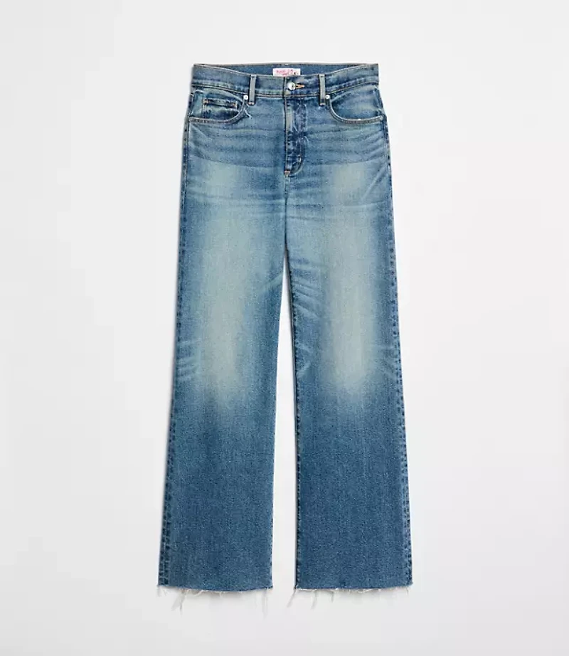 Frayed High Rise Wide Leg Jeans