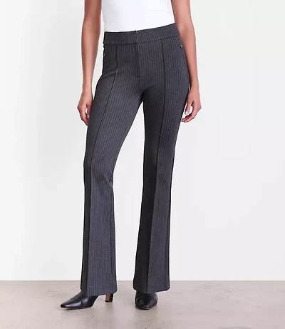 Curvy LOFT Versa Pintucked Ponte Flare Pants Pinstripe