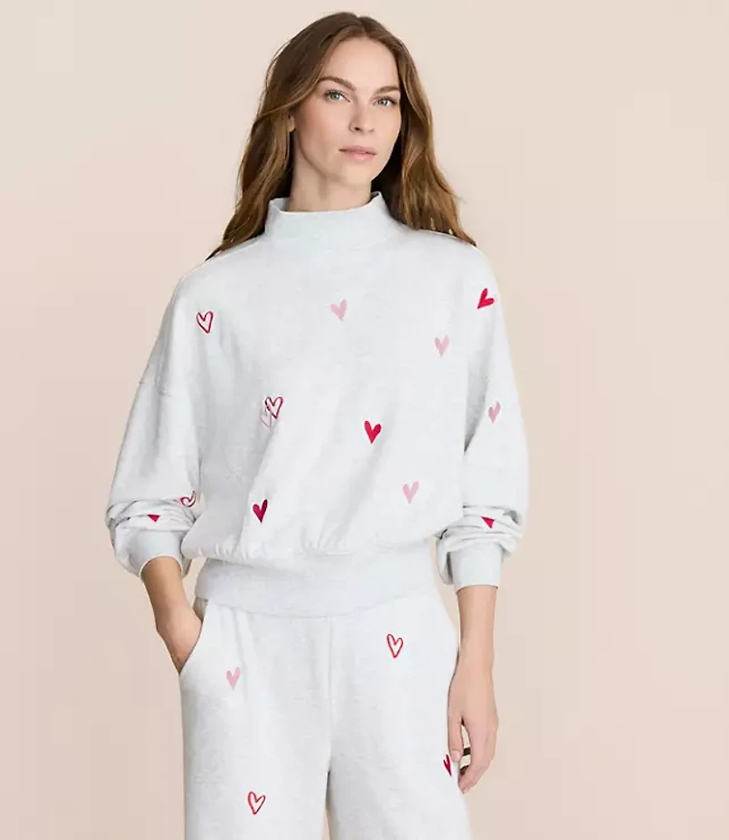 Lou & Grey Heart Cozy Cotton Mock Neck Sweatshirt