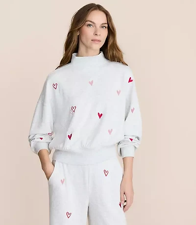 Lou & Grey Heart Cozy Cotton Mock Neck Sweatshirt