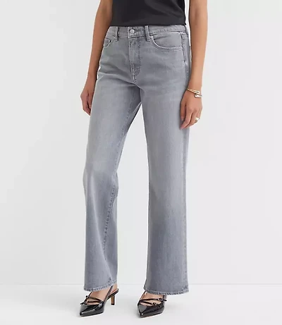 Curvy Mid Rise Relaxed Straight Jeans Grey