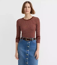 Striped Micro Modal Crew Neck Long Sleeve Tee